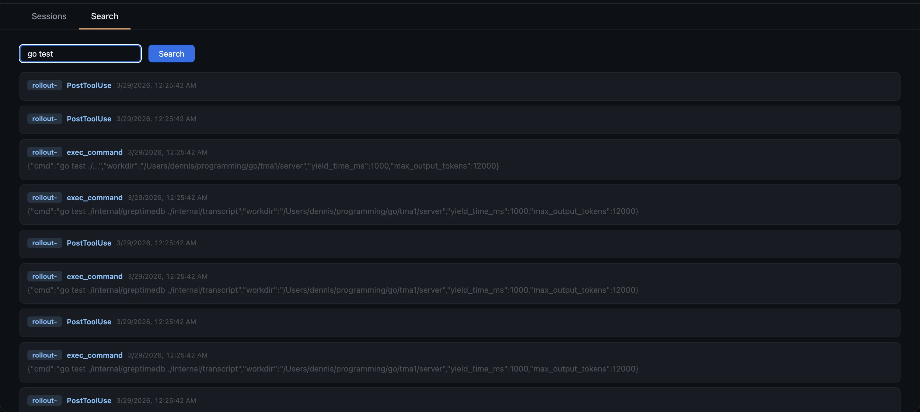 TMA1 Dashboard — Full-text search